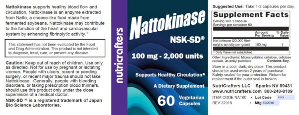 Nutristand, NutriCrafters, Nattokinase may contribute to the regular healthy function of the heart and cardiovascular system by enhancing fibrinolytic activity.