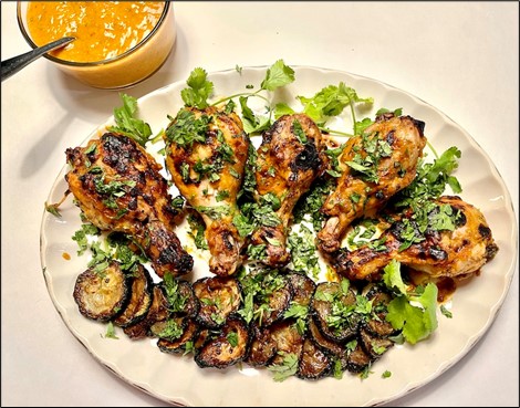 Mango-Lime Piri Piri Drumsticks, Piri piri is a tangy-sweet hot pepper sauce with African and Portuguese roots often sold in bottles.