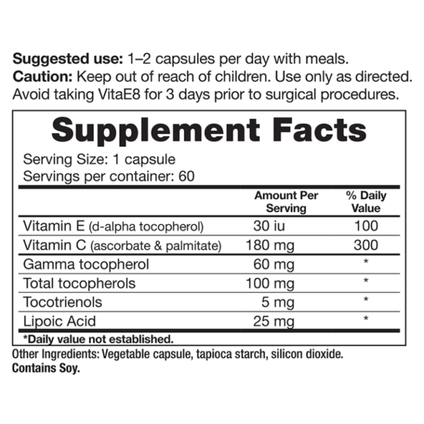 Contains all 8 naturally occurring forms of vitamin E; Unlike commonly available products, VitaE8 contains all 8 naturally occurring forms of vitamin E as found in fresh, whole foods;Unique in the marketplace, VitaE8 contains a stated potency of Gamma Tocopherol, a tocopherol with additional health benefits compared to the traditional Alpha Tocopherol; life extension; life extension supplements; life-enhancement; life enhancement supplements; life extension; life extension supplements; life-enhancement supplements;health supplements; bone restore; hair skin and nails; two per day capsules; c vitamin; vitamin c; vitamin c2; c2 vitamin; omega 3 supplement; health booster; vitamin k; vitamin d; vitamin d3; one per day vitamin; one per day multivitamin; glucosamine chondroitin; life extension magnesium; magnesium supplement; coq10 supplement; viatmin e supplement; glutathione cysteine; supplement nac; black seed oil; glucosamine; n acetyl cysteine; nacetyl l cysteine; fish oil; supplements fish oil; acetyl cysteine; omega 3 supplements; fish oil pill; omega 3 from fish oil; best fish oil supplements; n acetylcysteine cysteine; omega 3 supplements best; b complex; fish oil benefits; vitamins and supplements; black seed oil benefits; flush niacin; glucosamine chondroitin; vitamin life extension; supplements life extension; life extension multivitamin; life extension magnesium; magnesium caps; prostate ultra; fish oil vitamins; supplements vitamins; durk pearson; durk pearson and sandy shaw; vitamin d3, calciuum supplements; supplements for brain health, supplements for heart health; supplements for joint health; supplements for achy joints; magnesium supplements; muscle recovery supplements; supplements for hair and nail health; supplements for sleep; turmeric supplements; garcinia oolong tea; anti aging supplements; prostate supplements