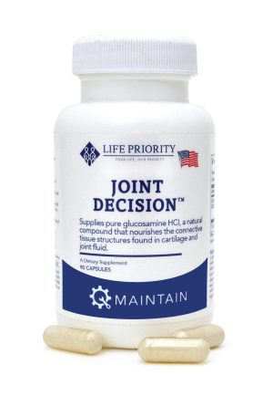 Bottle of Joint Decision dietary supplement capsules.